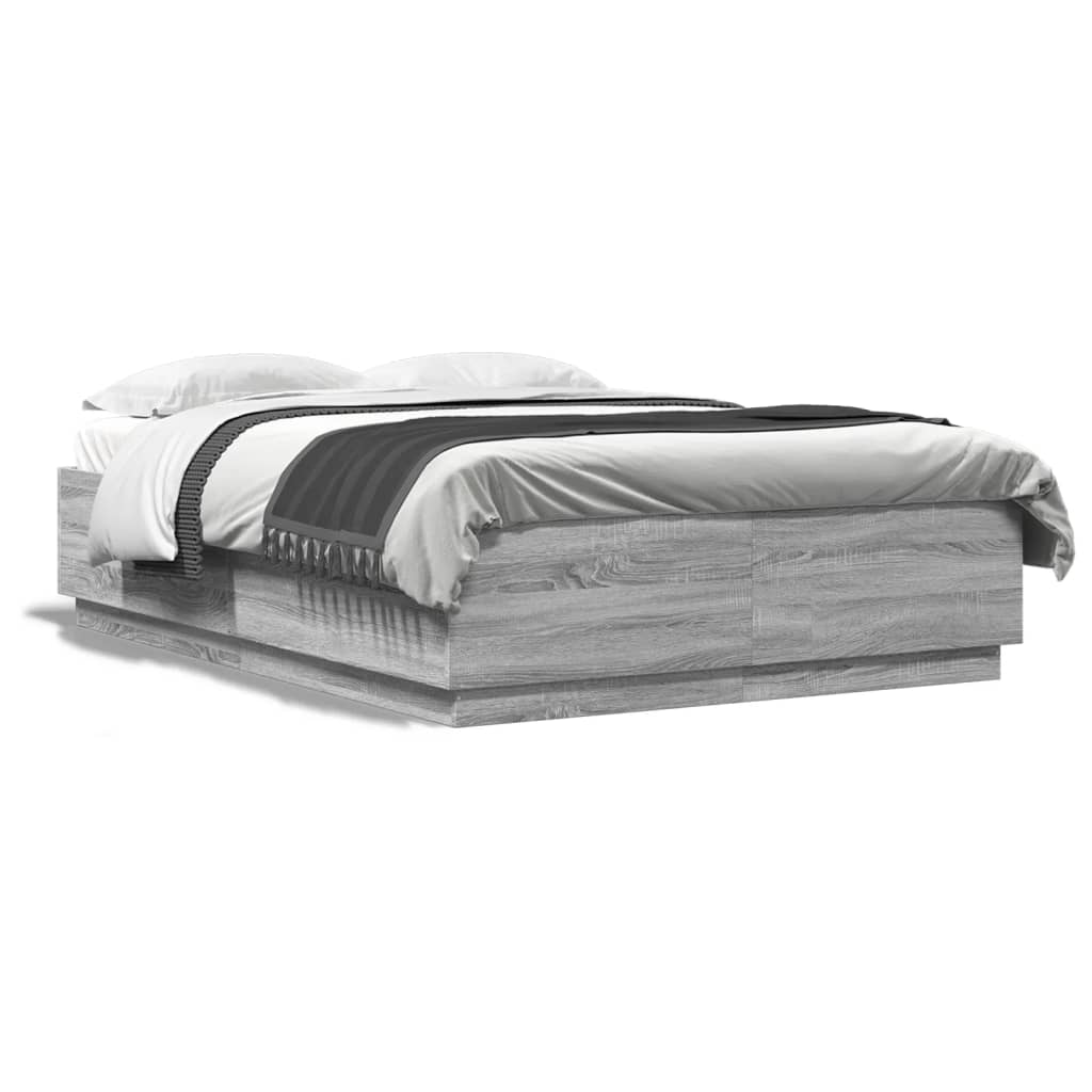vidaXL Bed Frame without Mattress Grey Sonoma 150x200 cm King Size