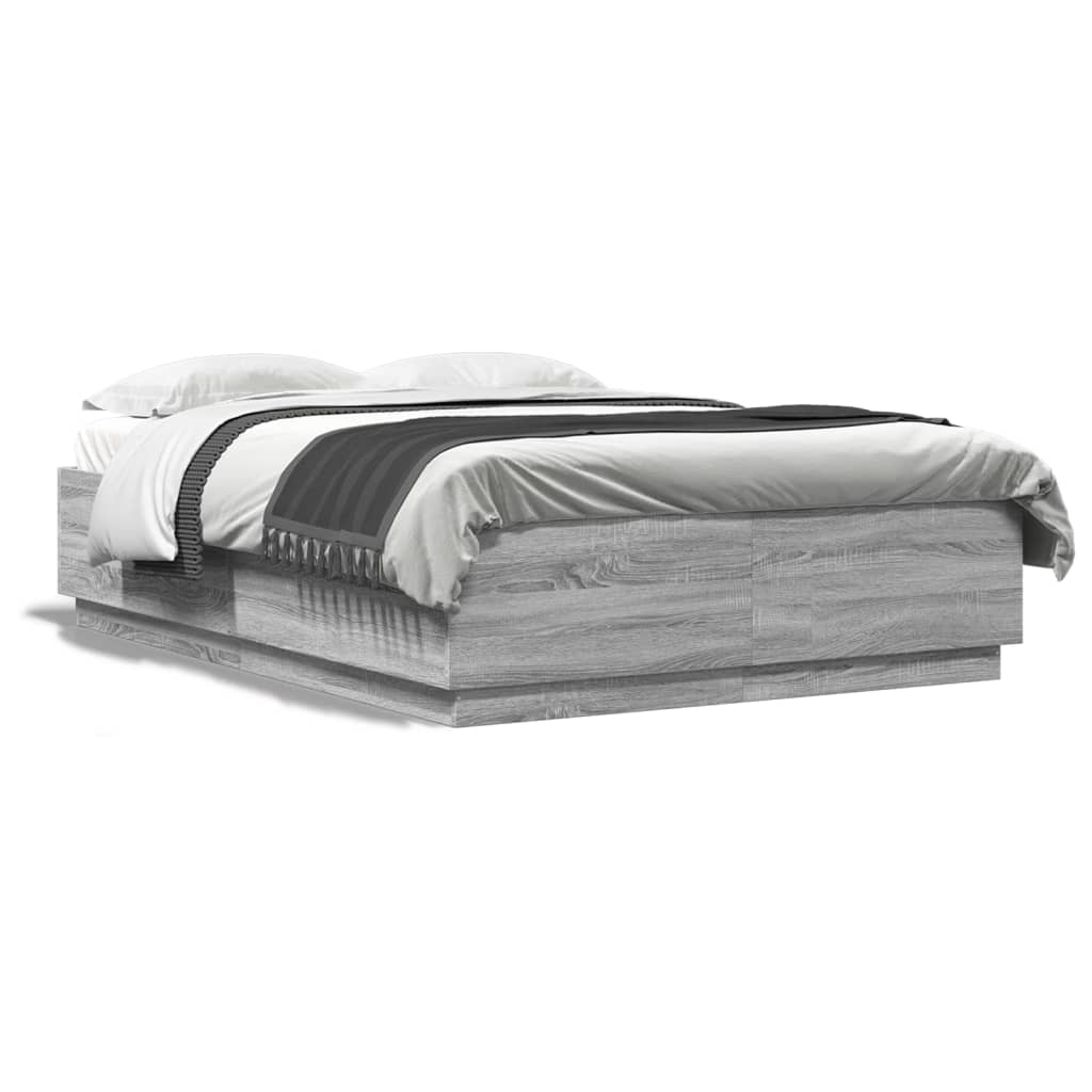 vidaXL Bed Frame without Mattress Grey Sonoma 140x200 cm