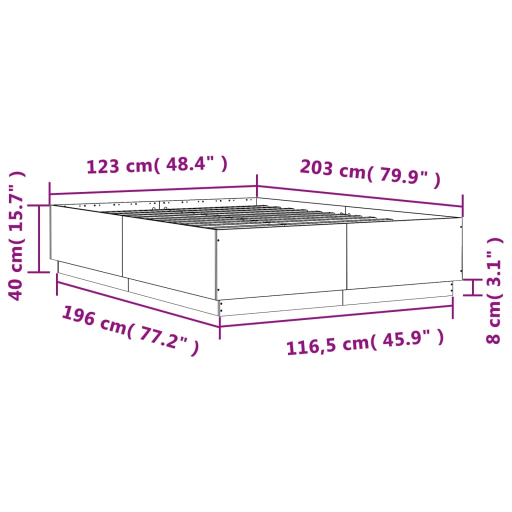 vidaXL Bed Frame without Mattress Sonoma Oak 120x200 cm