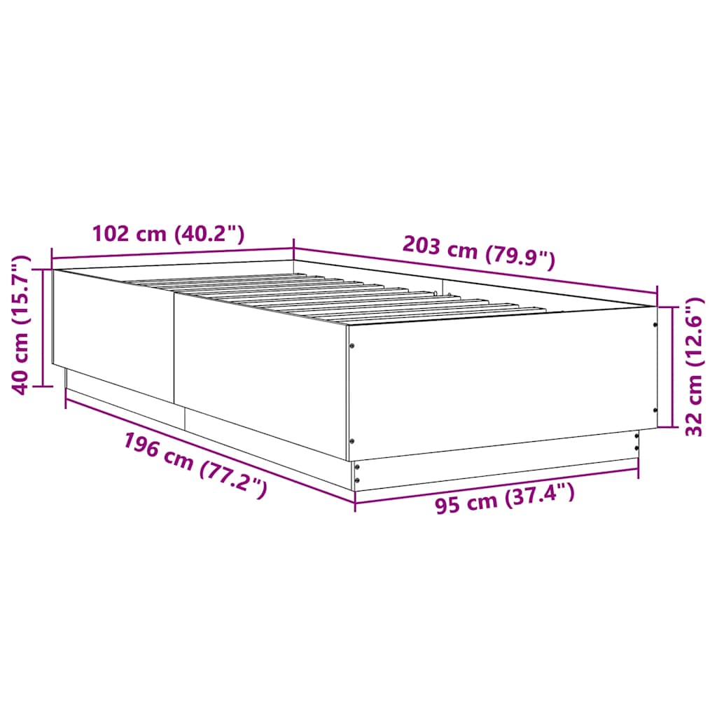 vidaXL Bed Frame without Mattress Sonoma Oak 100x200 cm