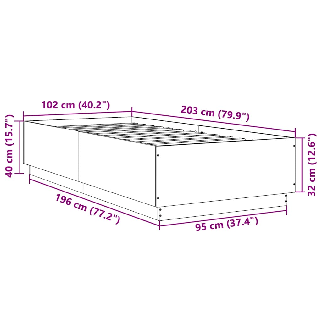 vidaXL Bed Frame without Mattress Smoked Oak 100x200 cm