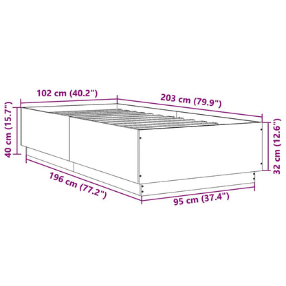 vidaXL Bed Frame without Mattress Grey Sonoma 100x200 cm