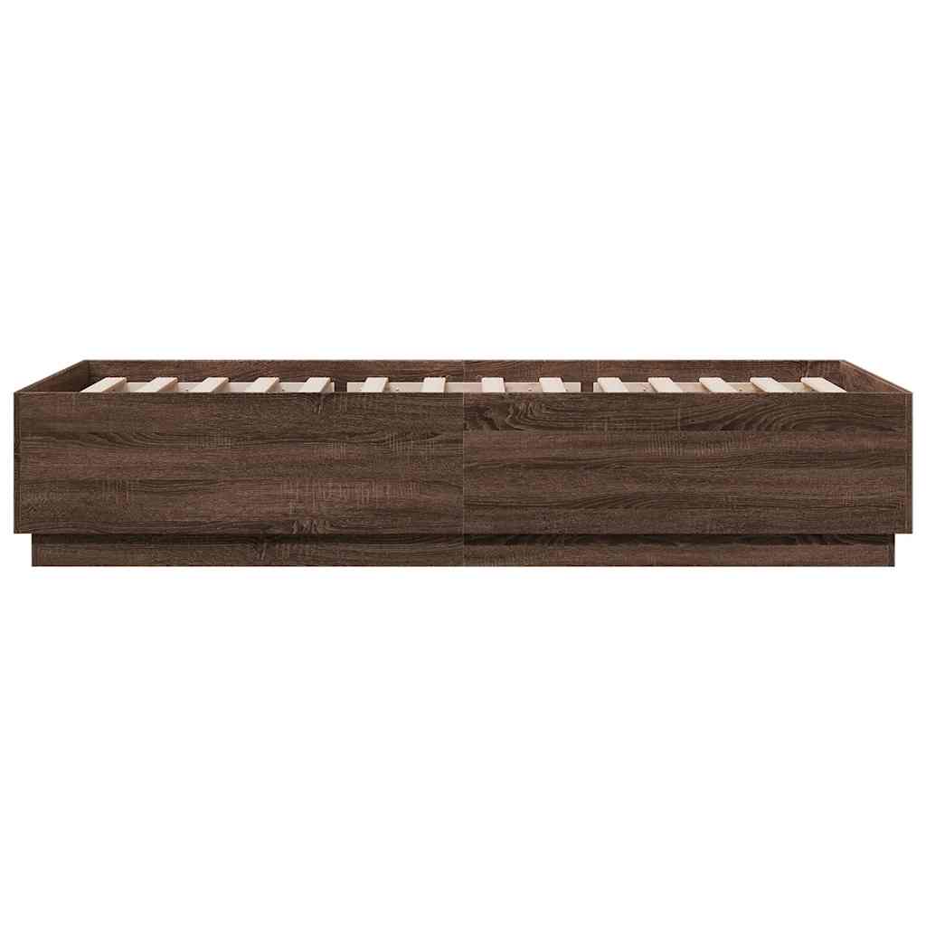 vidaXL Bed Frame without Mattress Brown Oak 100x200 cm