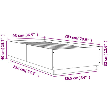 vidaXL Bed Frame without Mattress Black 90x200 cm