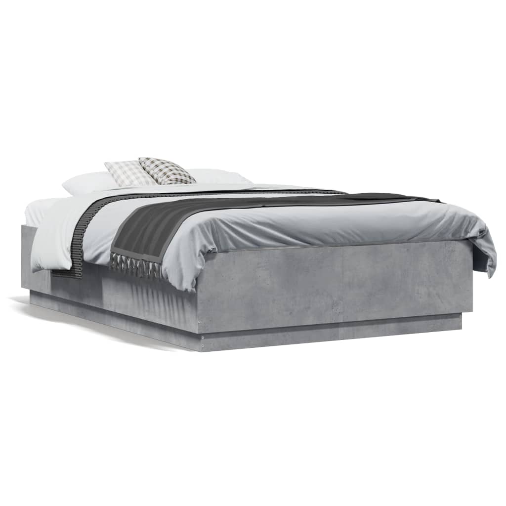 vidaXL Bed Frame without Mattress Concrete Grey 140x190 cm