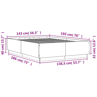 vidaXL Bed Frame without Mattress Concrete Grey 140x190 cm