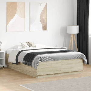 vidaXL Bed Frame Sonoma Oak 135x190 cm Double Engineered Wood