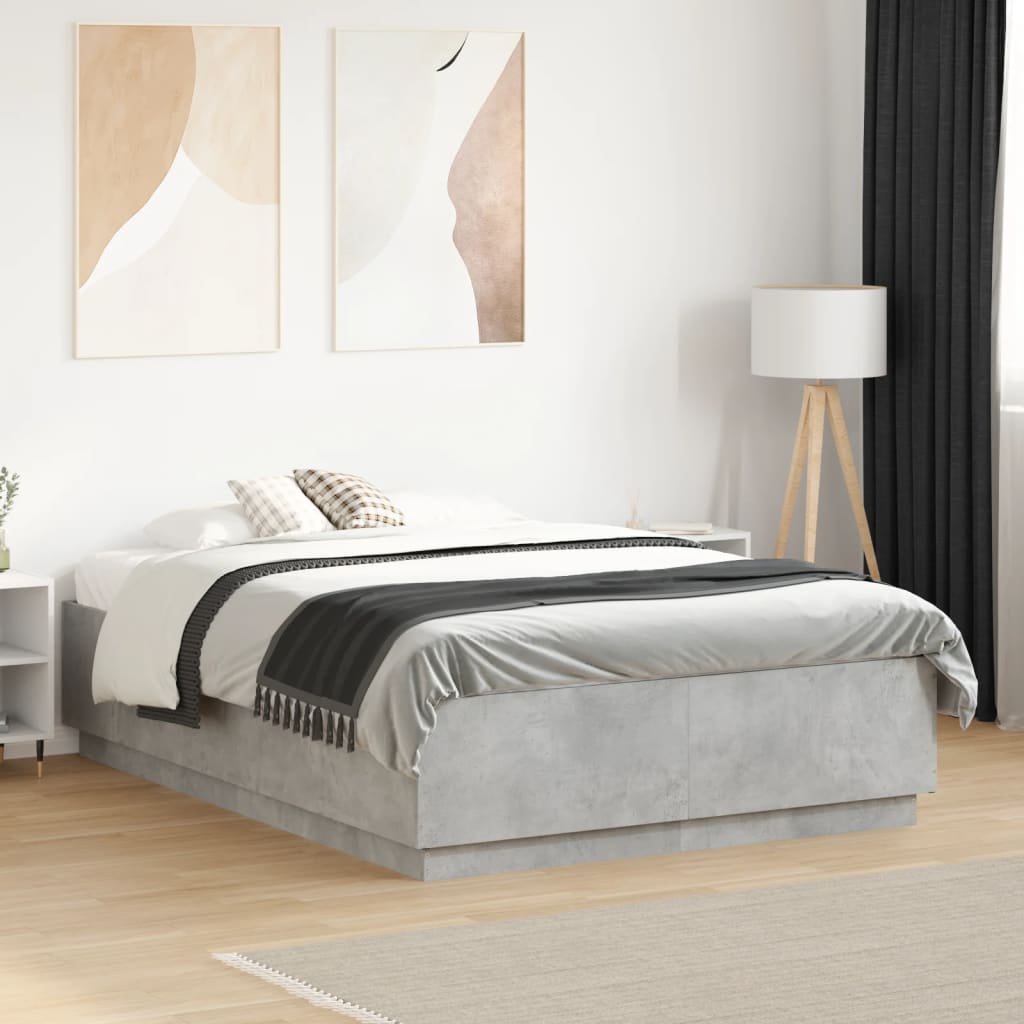 vidaXL Bed Frame without Mattress Concrete Grey 135x190 cm Double
