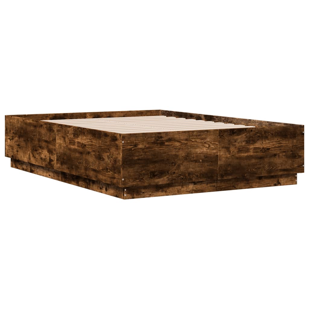 vidaXL Bed Frame without Mattress Smoked Oak 135x190 cm Double