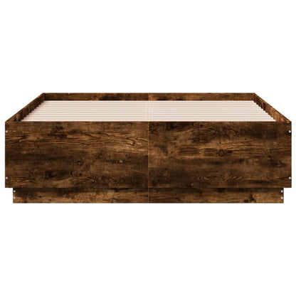 vidaXL Bed Frame without Mattress Smoked Oak 135x190 cm Double