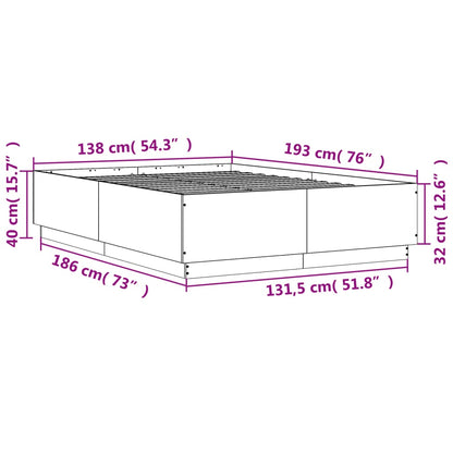 vidaXL Bed Frame without Mattress Smoked Oak 135x190 cm Double