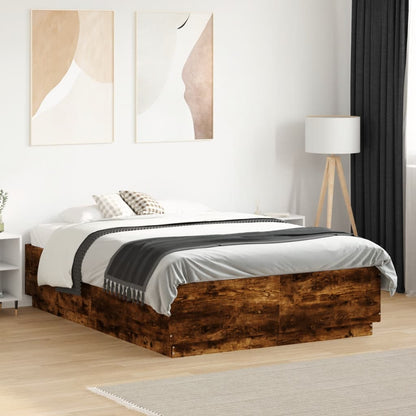 vidaXL Bed Frame without Mattress Smoked Oak 135x190 cm Double