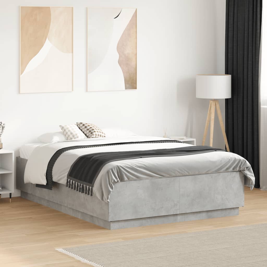 vidaXL Bed Frame without Mattress Concrete Grey 120x190 cm Small Double
