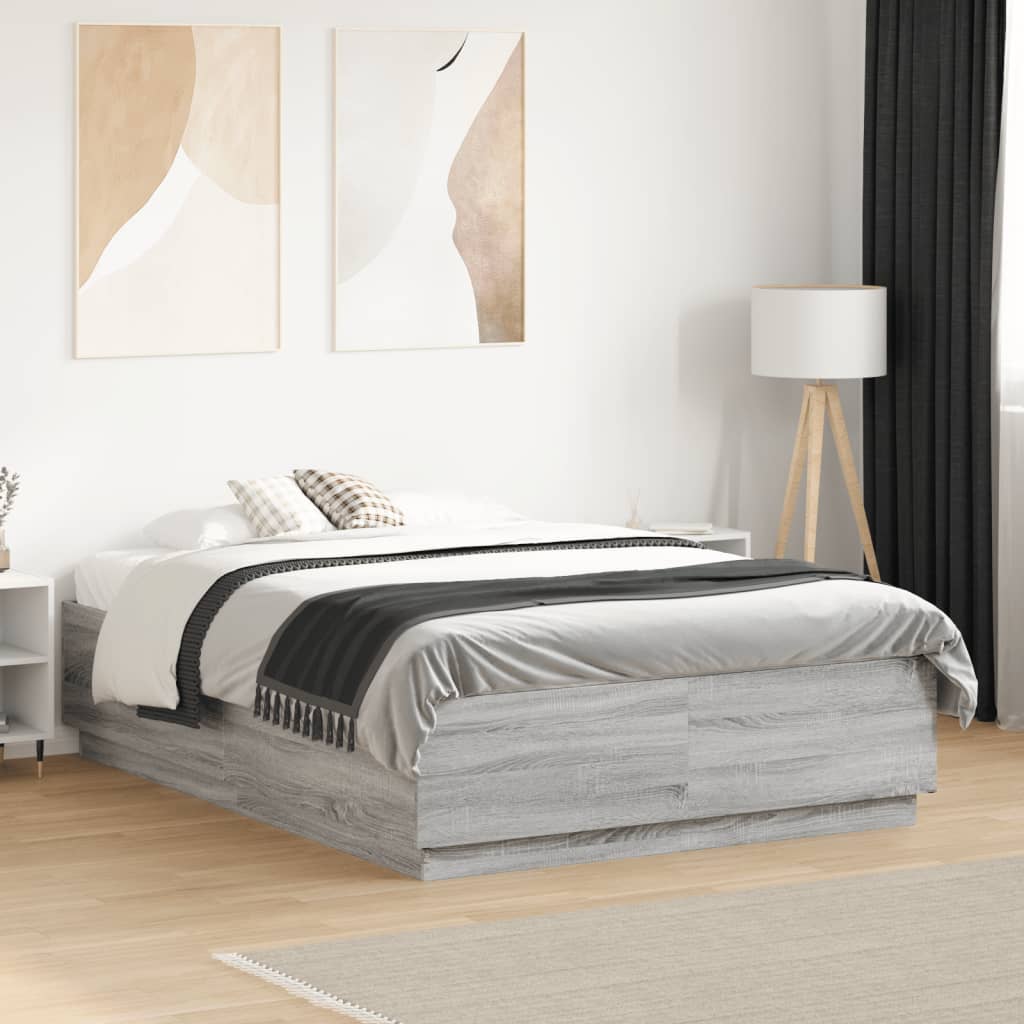 vidaXL Bed Frame without Mattress Grey Sonoma 120x190 cm Small Double