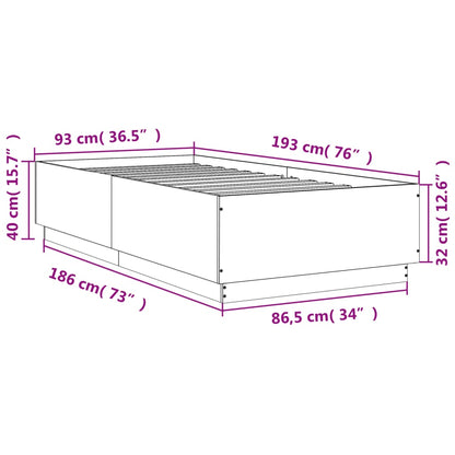 vidaXL Bed Frame without Mattress Black 90x190 cm Single