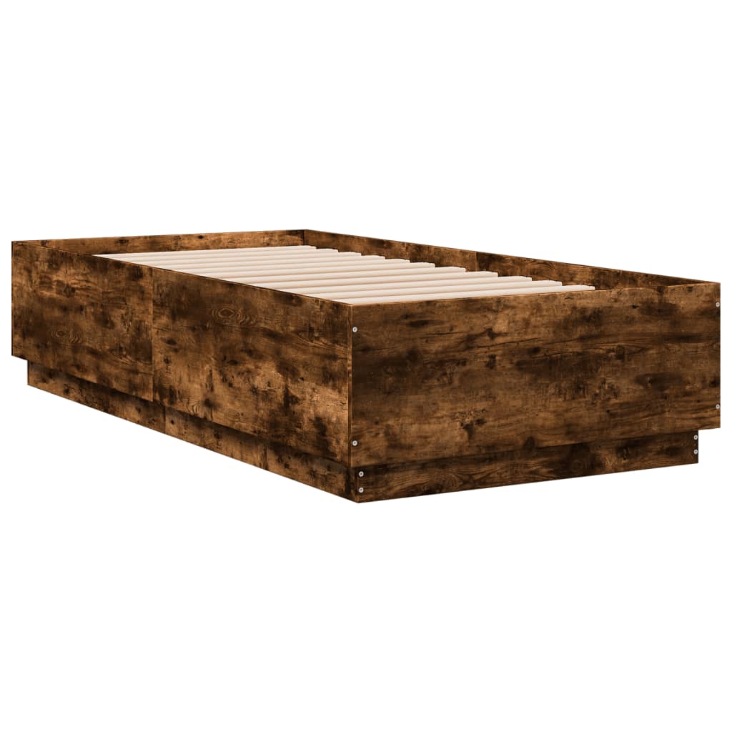 vidaXL Bed Frame without Mattress Smoked Oak 75x190 cm Small Single