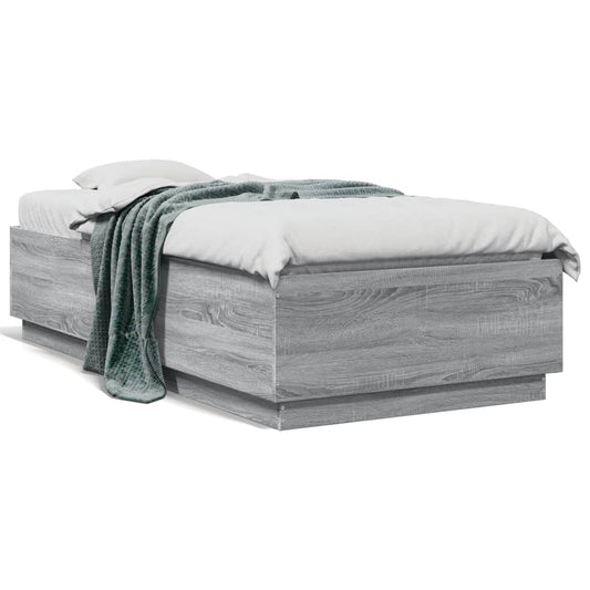 vidaXL Bed Frame without Mattress Grey Sonoma 75x190 cm Small Single