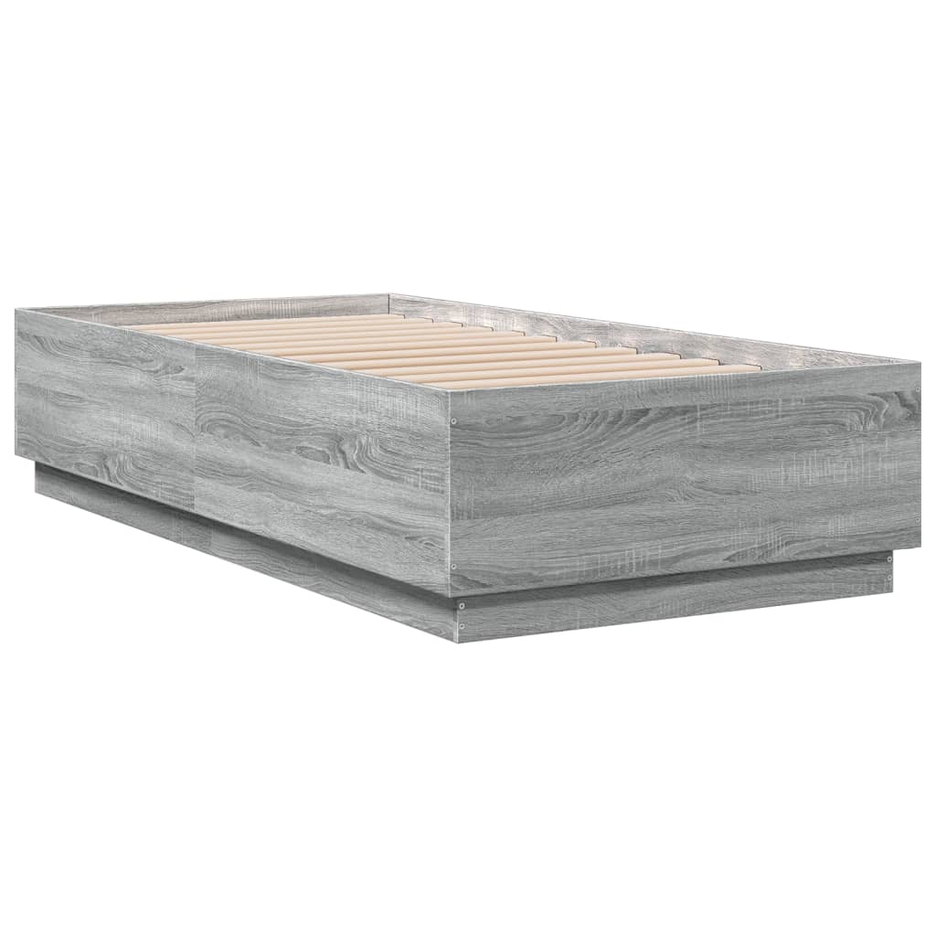 vidaXL Bed Frame without Mattress Grey Sonoma 75x190 cm Small Single