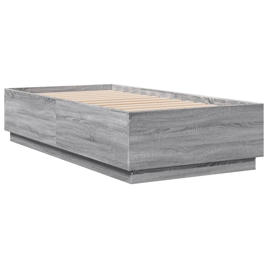 vidaXL Bed Frame without Mattress Grey Sonoma 75x190 cm Small Single