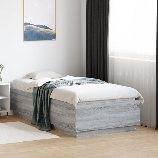 vidaXL Bed Frame without Mattress Grey Sonoma 75x190 cm Small Single