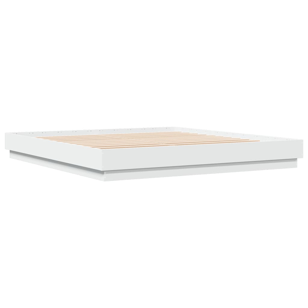 vidaXL Bed Frame with LED without Mattress White 200x200 cm