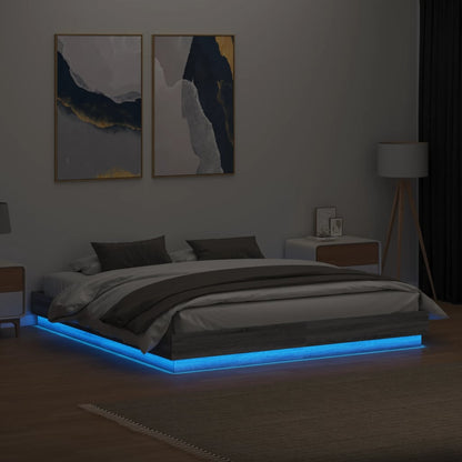 vidaXL Bed Frame with LED without Mattress Grey Sonoma 200x200 cm