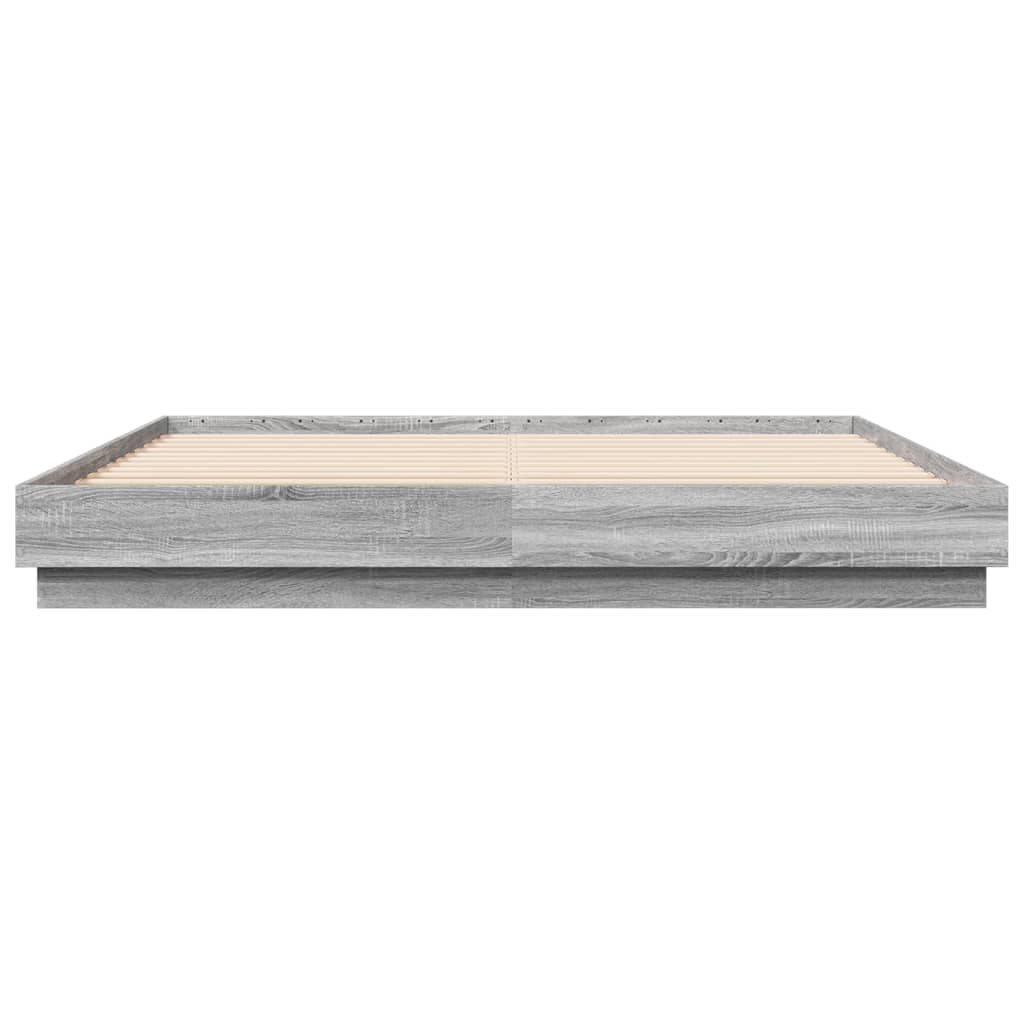 vidaXL Bed Frame with LED without Mattress Grey Sonoma 200x200 cm