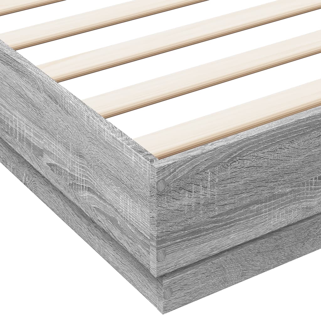 vidaXL Bed Frame with LED without Mattress Grey Sonoma 200x200 cm