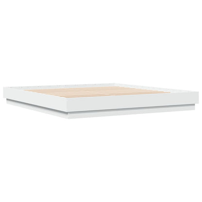 vidaXL Bed Frame with LED without Mattress White 180x200 cm Super King