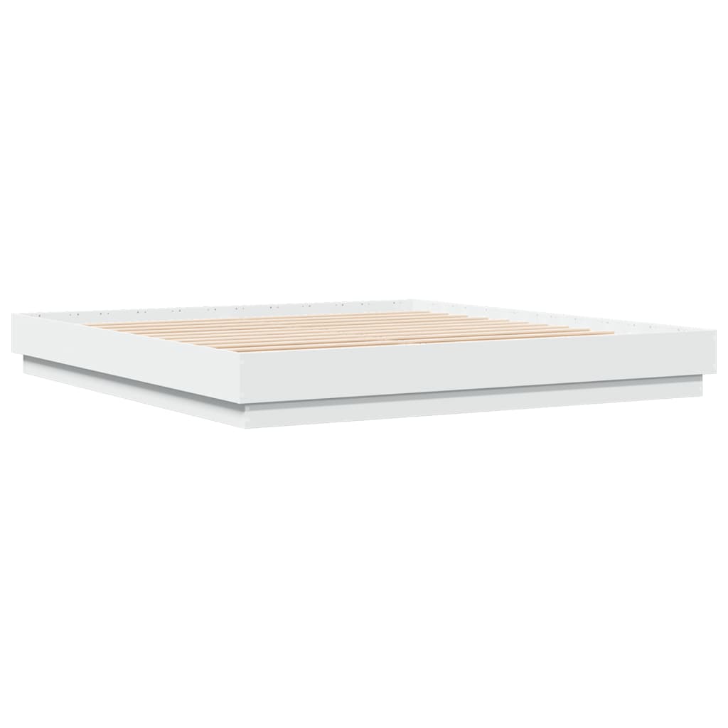 vidaXL Bed Frame with LED without Mattress White 180x200 cm Super King