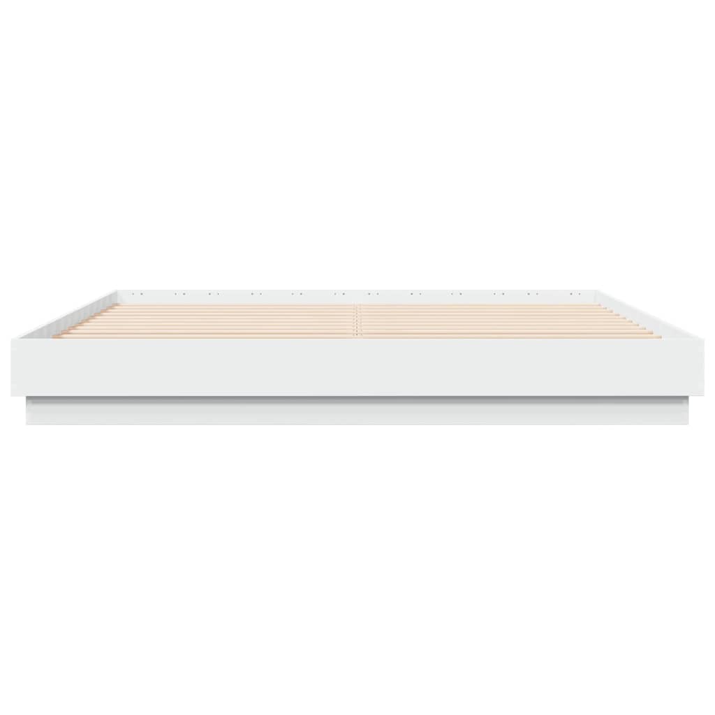 vidaXL Bed Frame with LED without Mattress White 180x200 cm Super King