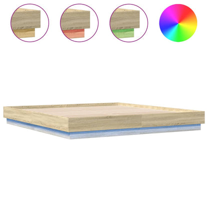 vidaXL Bed Frame with LED without Mattress Sonoma Oak 180x200 cm