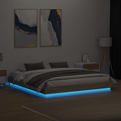 vidaXL Bed Frame with LED without Mattress Sonoma Oak 180x200 cm