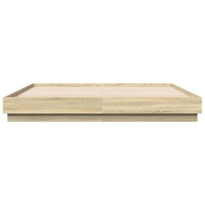 vidaXL Bed Frame with LED without Mattress Sonoma Oak 180x200 cm