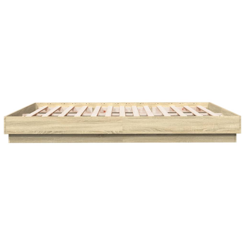 vidaXL Bed Frame with LED without Mattress Sonoma Oak 180x200 cm