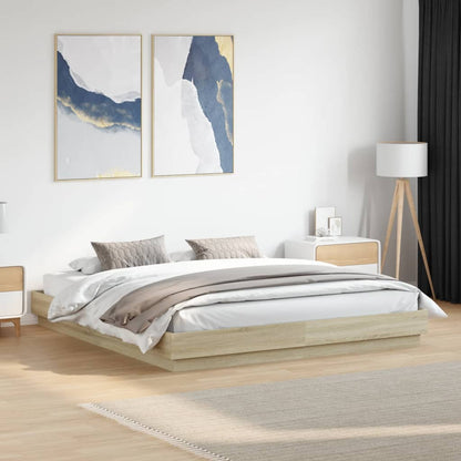 vidaXL Bed Frame with LED without Mattress Sonoma Oak 180x200 cm