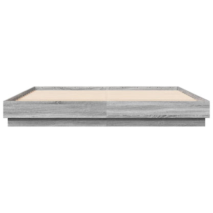 vidaXL Bed Frame with LED without Mattress Grey Sonoma 180x200 cm Super King