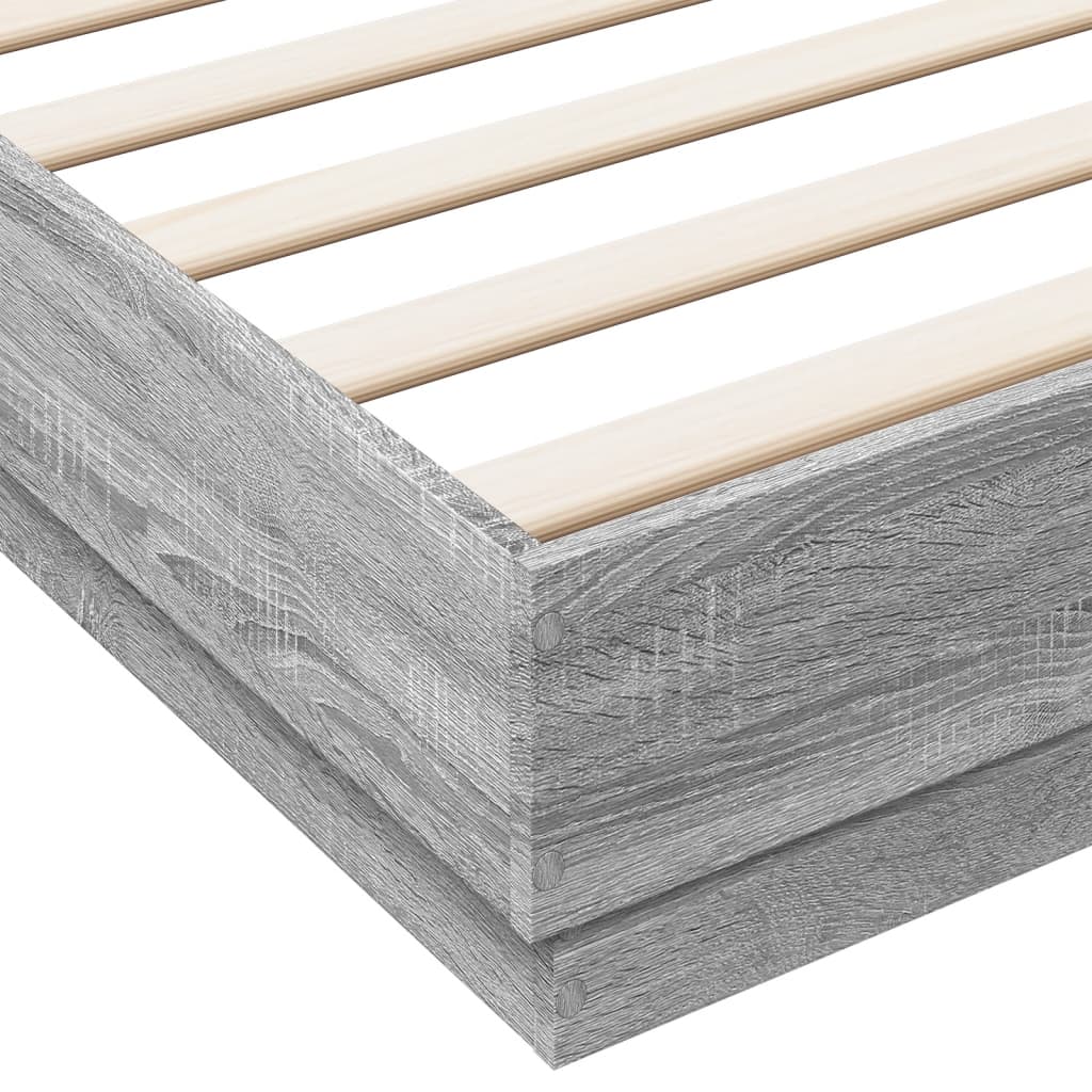 vidaXL Bed Frame with LED without Mattress Grey Sonoma 180x200 cm