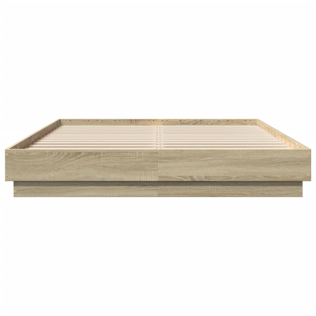vidaXL Bed Frame with LED without Mattress Sonoma Oak 160x200 cm