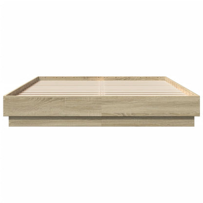 vidaXL Bed Frame with LED without Mattress Sonoma Oak 160x200 cm