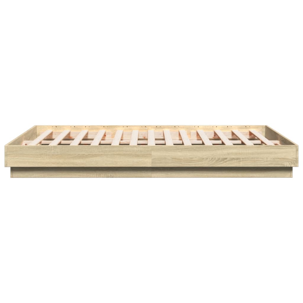 vidaXL Bed Frame with LED without Mattress Sonoma Oak 160x200 cm