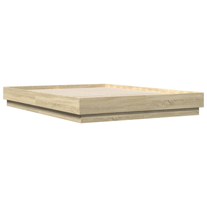 vidaXL Bed Frame with LED without Mattress Sonoma Oak 160x200 cm