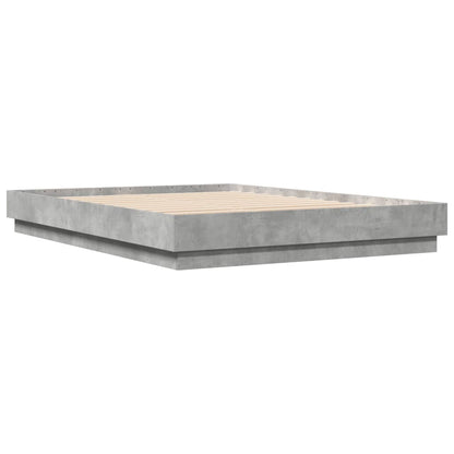 vidaXL Bed Frame with LED without Mattress Concrete Grey 160x200 cm