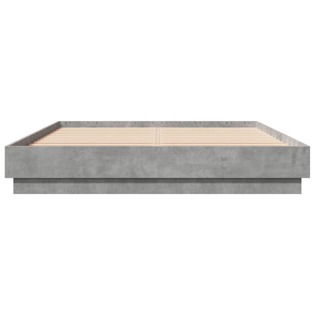 vidaXL Bed Frame with LED without Mattress Concrete Grey 160x200 cm