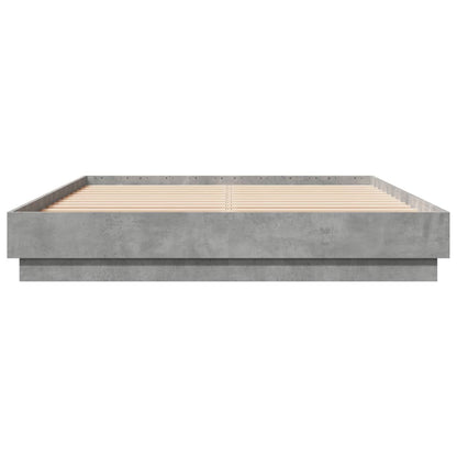 vidaXL Bed Frame with LED without Mattress Concrete Grey 160x200 cm