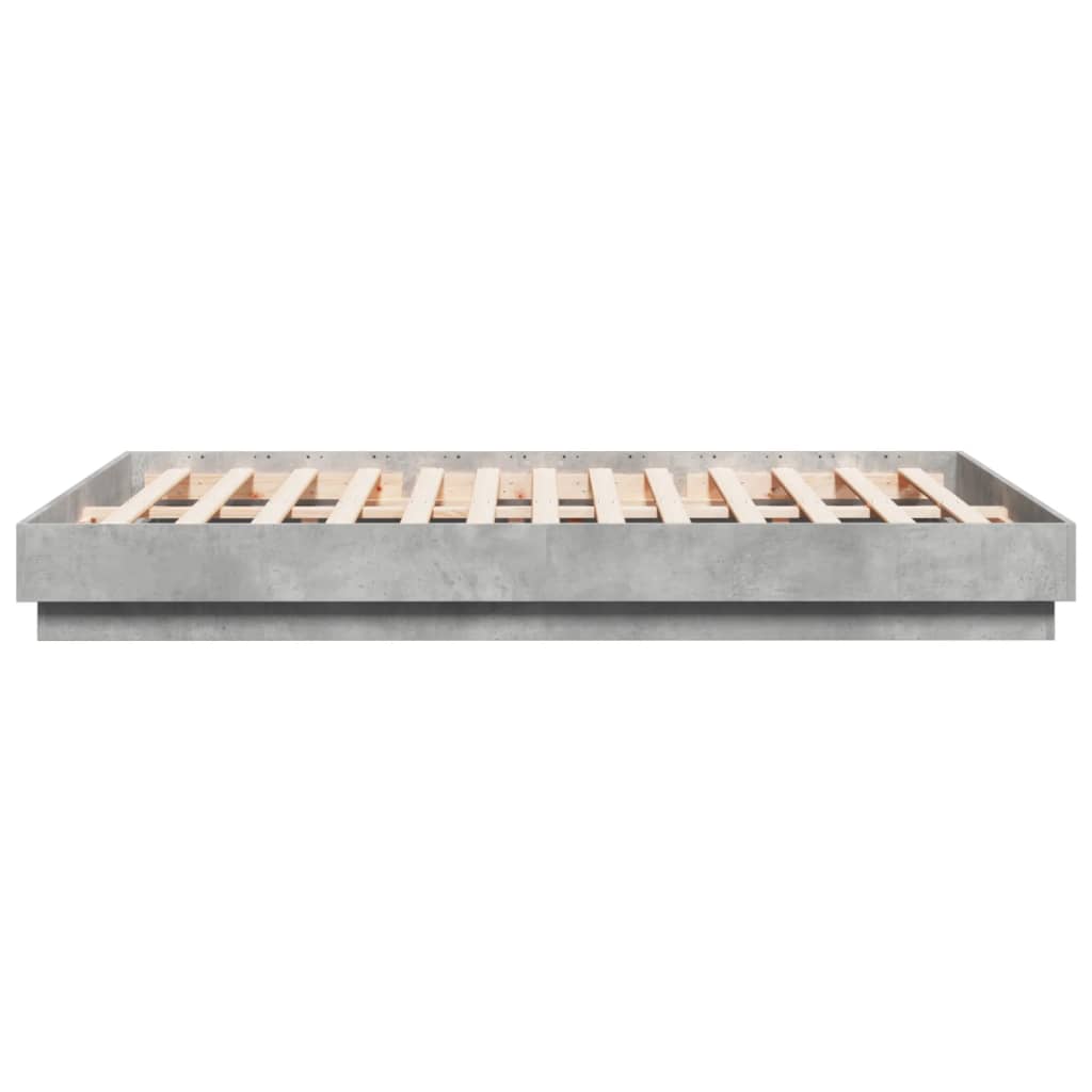 vidaXL Bed Frame with LED without Mattress Concrete Grey 160x200 cm