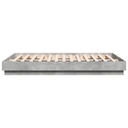 vidaXL Bed Frame with LED without Mattress Concrete Grey 160x200 cm