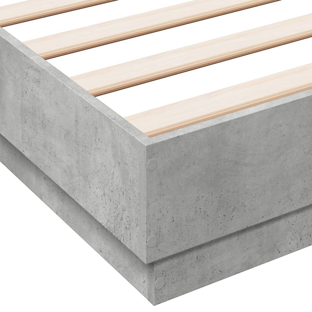vidaXL Bed Frame with LED without Mattress Concrete Grey 160x200 cm