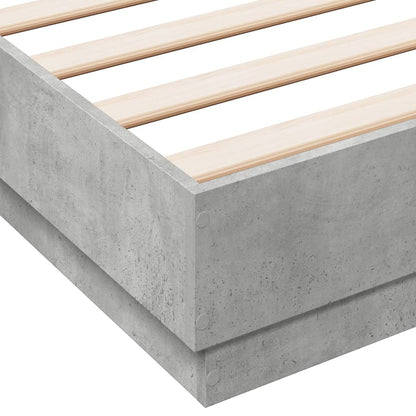 vidaXL Bed Frame with LED without Mattress Concrete Grey 160x200 cm