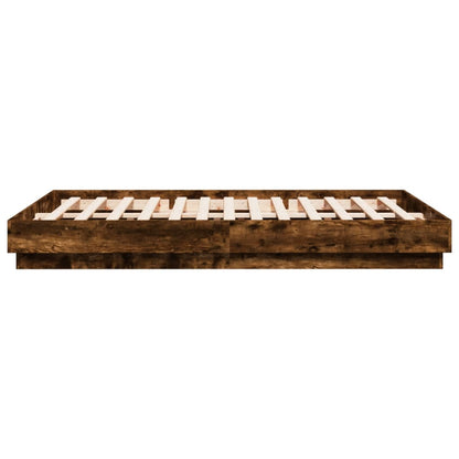 vidaXL Bed Frame with LED without Mattress Smoked Oak 160x200 cm